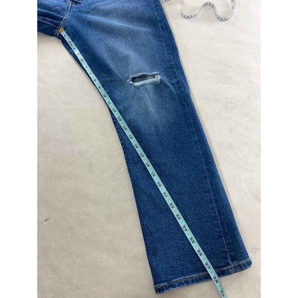 Levi's Wedgie Straight Leg Button Fly High Rise Distressed Knee Denim Jean 32 - Picture 8 of 8